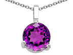 Tommaso Design™ Round Genuine Amethyst Solitaire Pendant Necklace