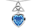 Star K™ Love Knot Pendant Necklace with Heart 9mm Simulated Blue Topaz