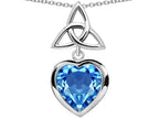 Star K™ Love Knot Pendant Necklace with Heart 9mm Simulated Blue Topaz