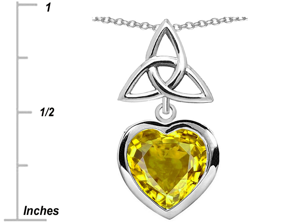 Star K™ Love Knot Pendant Necklace with Heart 9mm Simulated Citrine