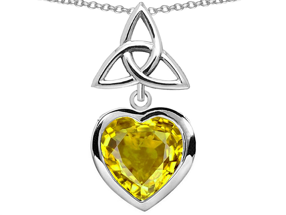 Star K™ Love Knot Pendant Necklace with Heart 9mm Simulated Citrine