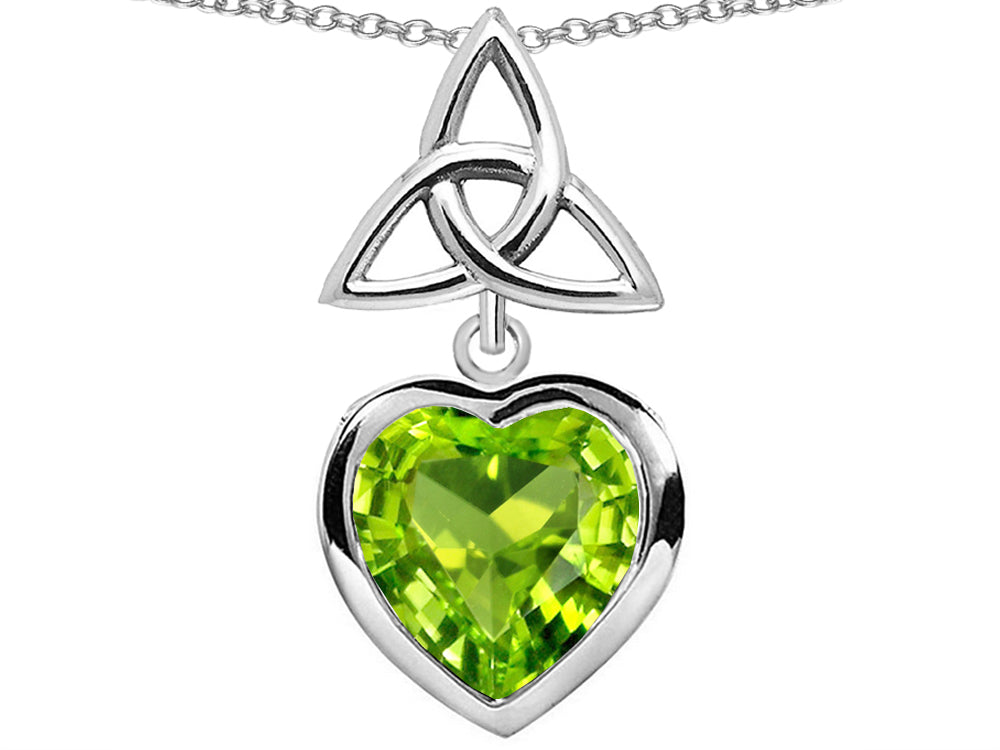 Star K™ Love Knot Pendant Necklace with Heart 9mm Simulated Peridot