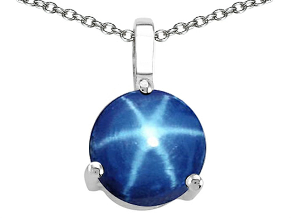 Tommaso Design™ 7mm Round Simulated Star Sapphire Pendant Necklace