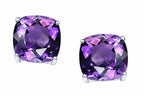 Original Star K™ 7mm Cushion-Cut Genuine Amethyst Earrings Studs