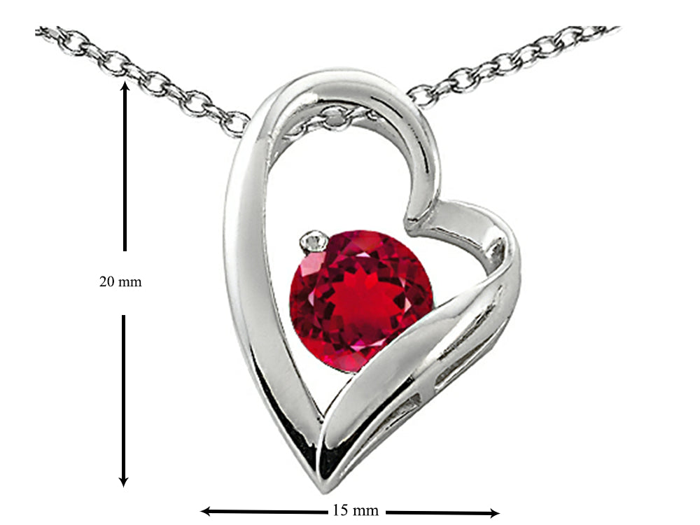 Star K™ Round 7mm Created Ruby Floating Heart Pendant Necklace