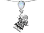 Star K™ Girl Holding a Balloon Mother October Birth Month Pear Shape Created Opal Pendant Necklace