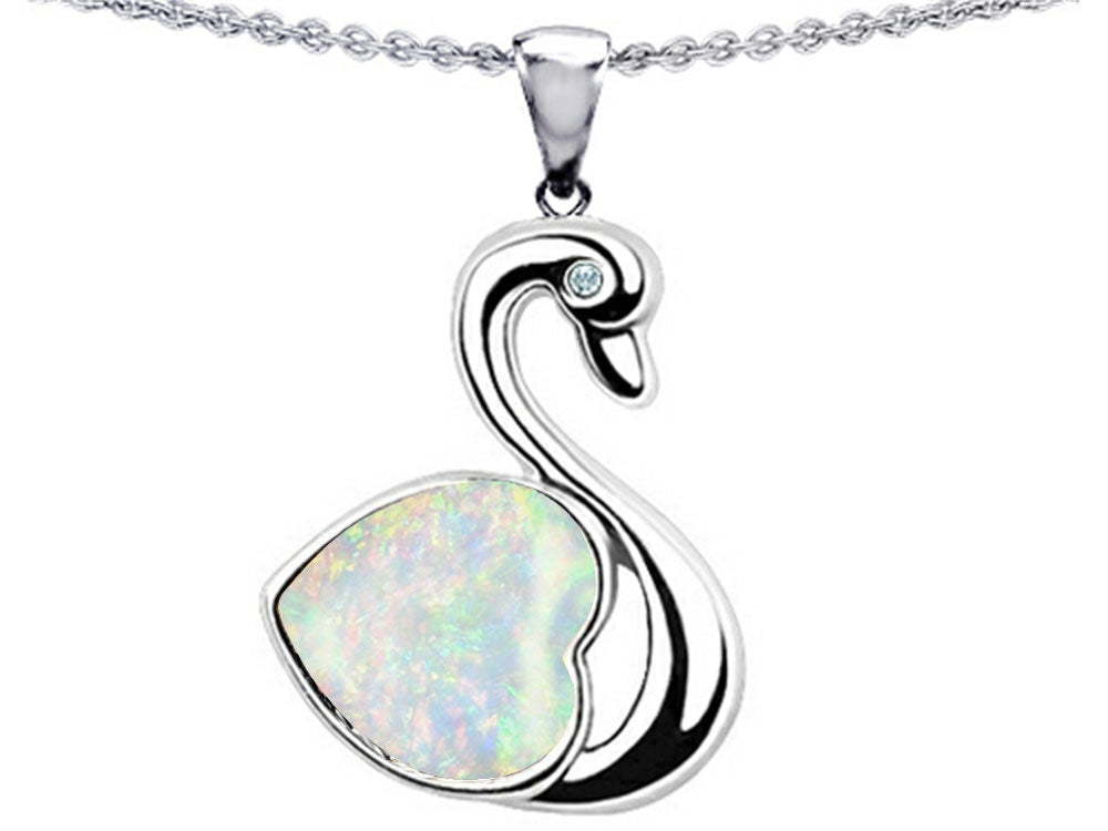 Star K™ Love Swan Pendant Necklace With 8mm Heart Shape Created Opal