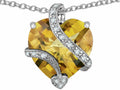 Star K™ Large Heart Shape Simulated Imperial Yellow Topaz Love Pendant Necklace