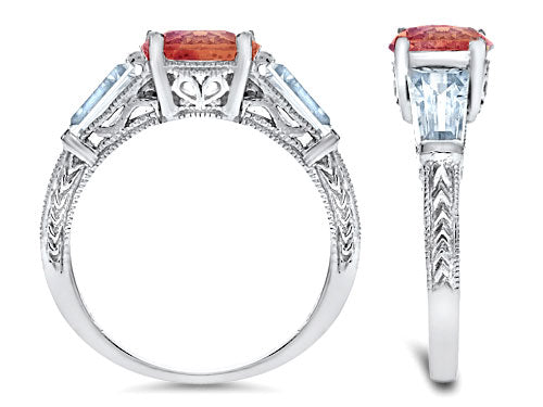 Star K Round 7mm Simulated Orange Mexican Fire Opal Ring