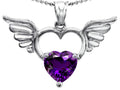 Star K™ Wings Of Love Birth Month Pendant Necklace with 8mm Heart Shape Simulated Amethyst