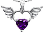 Star K™ Wings Of Love Birth Month Pendant Necklace with 8mm Heart Shape Simulated Amethyst