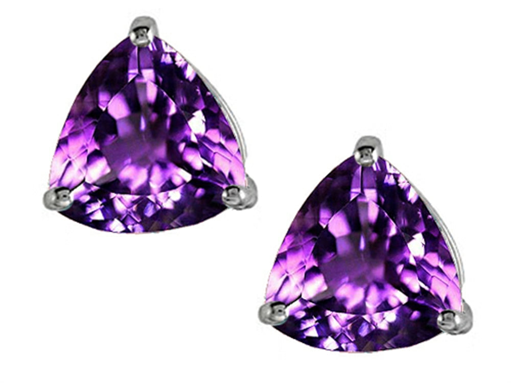 Star K™ Trillion 7mm Genuine Amethyst Earrings Studs