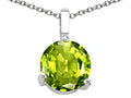 Tommaso Design™ 7mm Round Genuine Peridot Pendant Necklace
