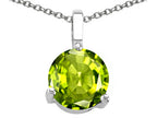 Tommaso Design™ 7mm Round Genuine Peridot Pendant Necklace