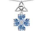 Star K™ Lucky Shamrock Celtic Knot Made with Heart 6mm Simulated Aquamarine Pendant Necklace