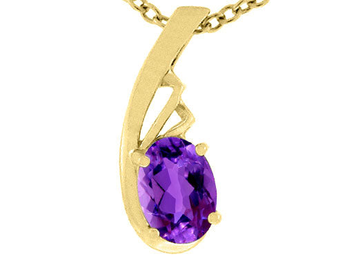 Tommaso Design™ Oval Genuine Amethyst Pendant Necklace