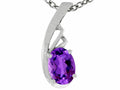Tommaso Design™ Oval Genuine Amethyst Pendant Necklace