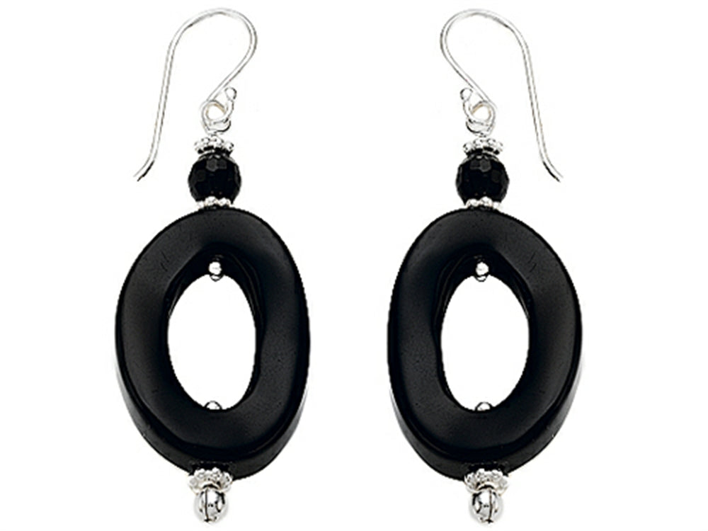 Noah Philippe™ Simulated Black Onyx Oval Hoop EarringsDrops