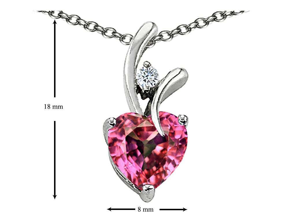 Star K™ Heart Shape 8mm Simulated Pink Tourmaline Endless Love Pendant Necklace