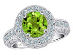 Star K 7mm Round Simulated Peridot and Cubic Zirconia Ring