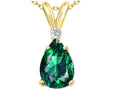 Tommaso Design™ Pear Shape 9 x 7mm Simulated Emerald Pendant Necklace