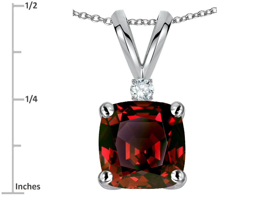Star K™ 7mm Cushion-Cut Genuine Garnet Pendant Necklace