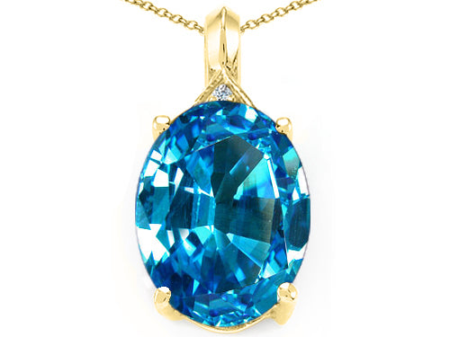 Tommaso Design™ Oval Genuine Blue Topaz Pendant Necklace