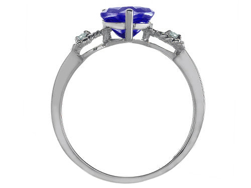 Tommaso Design™ Created Blue Sapphire Heart Shape Engagement Promise Ring