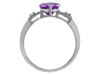 Tommaso Design Genuine Amethyst Heart Shape Engagement Promise Ring