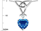 Star K™ Love Knot Pendant Necklace with Heart Shape 8mm Simulated Blue Topaz
