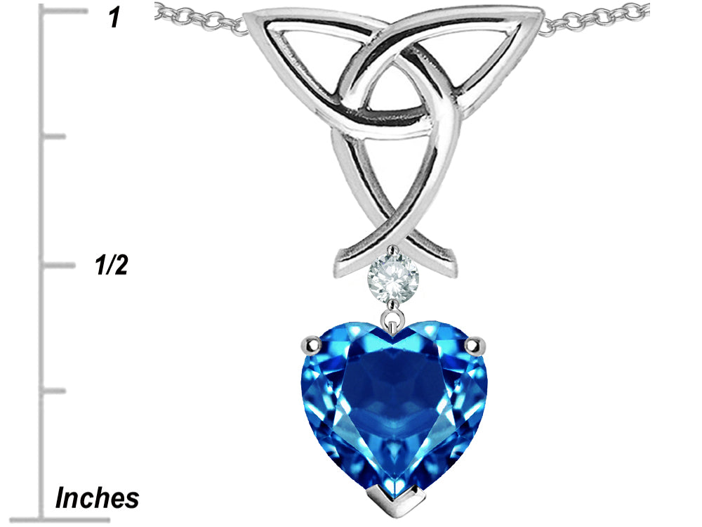 Star K™ Love Knot Pendant Necklace with Heart Shape 8mm Simulated Blue Topaz