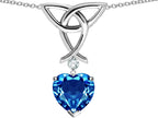 Star K™ Love Knot Pendant Necklace with Heart Shape 8mm Simulated Blue Topaz
