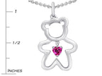 Star K™ Love Teddy Bear with 4mm Heart Shape Created Pink Sapphire Pendant Necklace