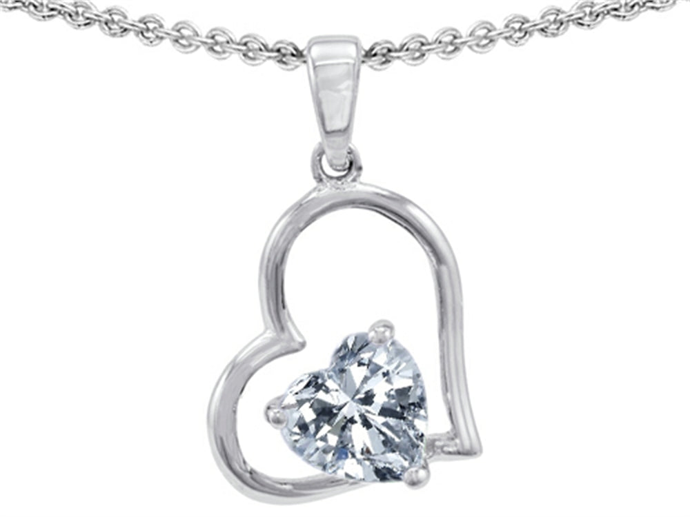 Star K™ 7mm Heart Shape Genuine White Topaz Pendant Necklace