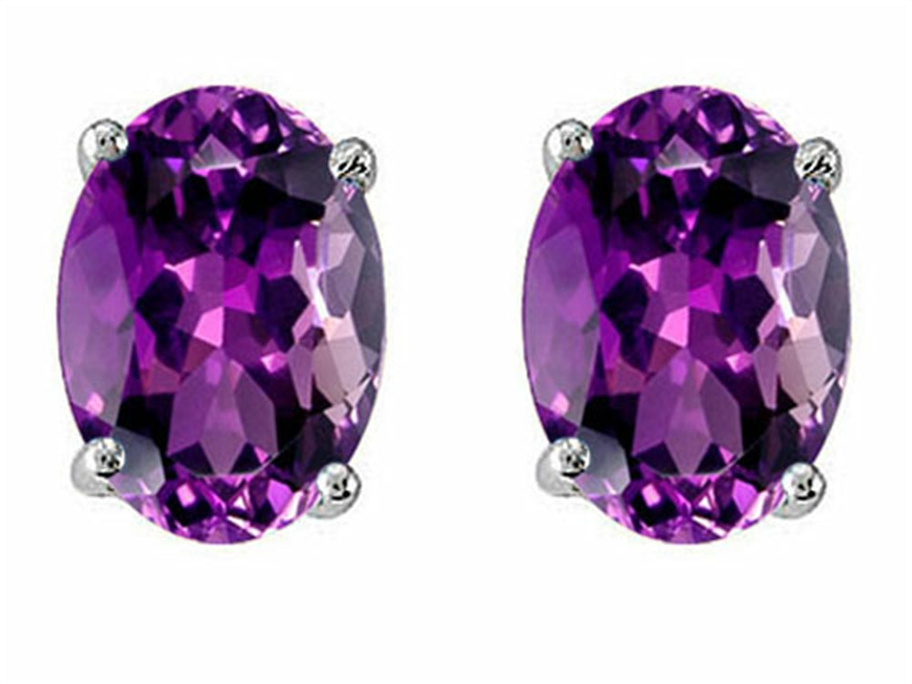 Star K™ Oval 8x6mm Genuine Amethyst Earrings Studs