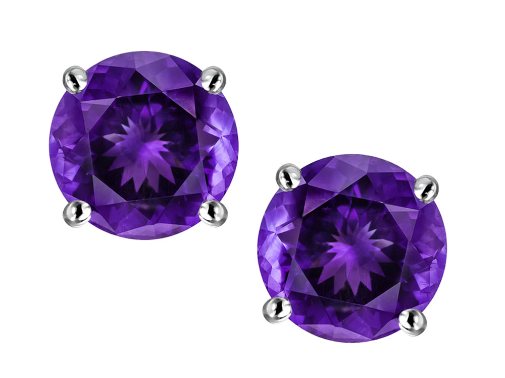 Star K™ Round 6mm Genuine Amethyst Classic Screw Back Stud Earrings