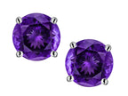 Star K™ Round 6mm Genuine Amethyst Classic Screw Back Stud Earrings