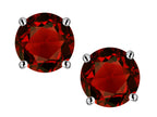 Star K™ Round 6mm Genuine Garnet Classic Screw Back Stud Earrings
