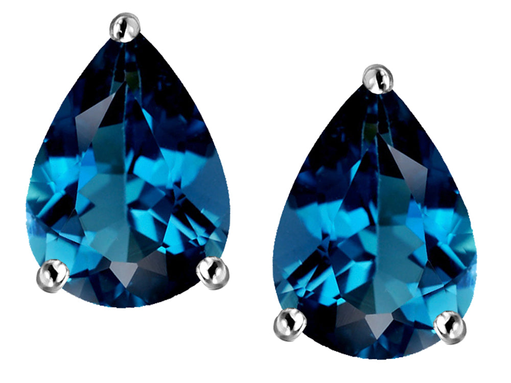 Star K™ Pear Shape 9x7mm Simulated Blue Topaz Earrings Studs