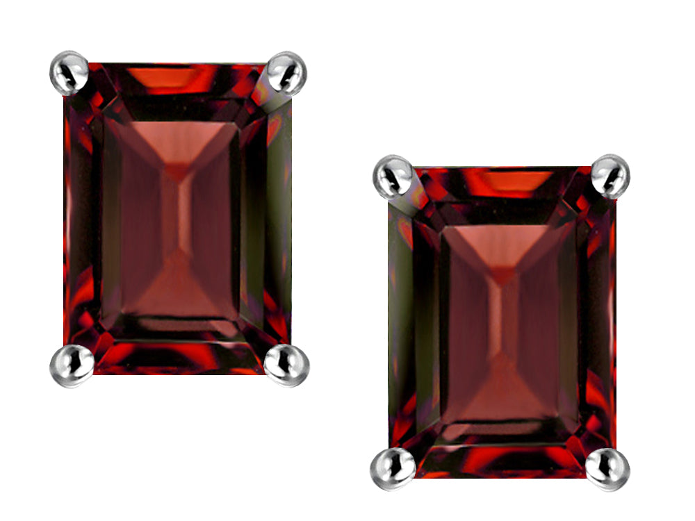 Star K™ Emerald Cut 8x6mm Simulated Garnet Earrings