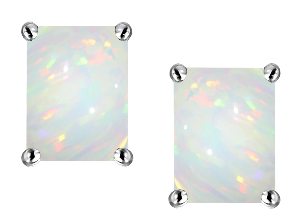 Star K™ Emerald Cut 8x6mm Created Opal Earrings