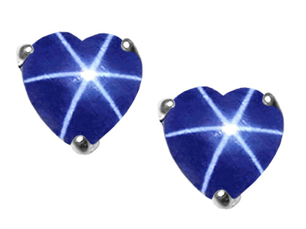Tommaso Design™ Heart Shape Created Star Sapphire Earrings Studs