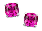 Original Star K™ 7mm Cushion-Cut Created Pink Sapphire Earrings Studs