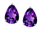 Tommaso design Studio  8x6mm Pear Shape Genuine Amethyst Earrings Studs