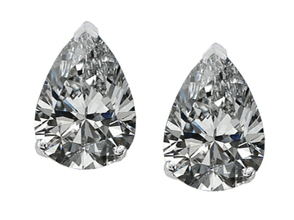 Tommaso design Studio  8x6mm Pear Shape Genuine White Topaz Earrings Studs