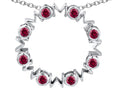 Star K™ Large MOM Circle Mother's Pendant Necklace with Round Created Ruby