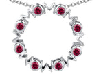 Star K™ Large MOM Circle Mother's Pendant Necklace with Round Created Ruby