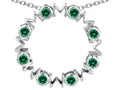 Star K™ Large MOM Circle Mother's Pendant Necklace with Round Simulated Emerald