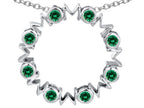 Star K™ Large MOM Circle Mother's Pendant Necklace with Round Simulated Emerald