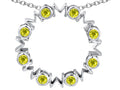 Star K™ Large MOM Circle Mother's Pendant Necklace with Round Simulated Citrine